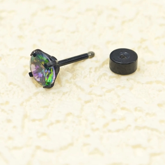 Iridescent screw back Earrings - Picture 3 of 11